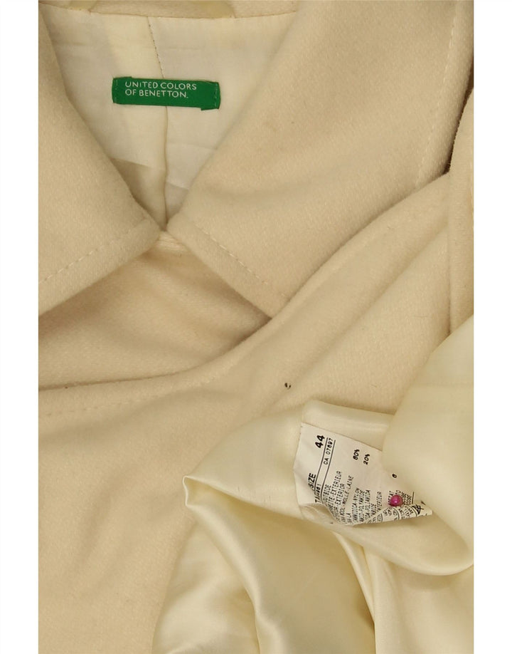 Palton dublu pentru femei Benetton IT 44 Lână alb cadru mediu