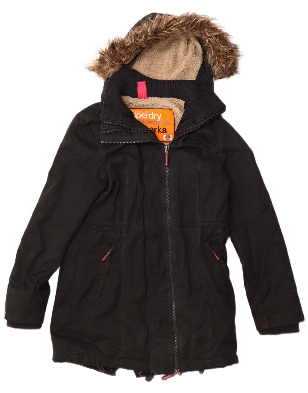SUPERDRY Windparka Graphic Hooded Parka Jacket pentru femei UK 14 Large Black