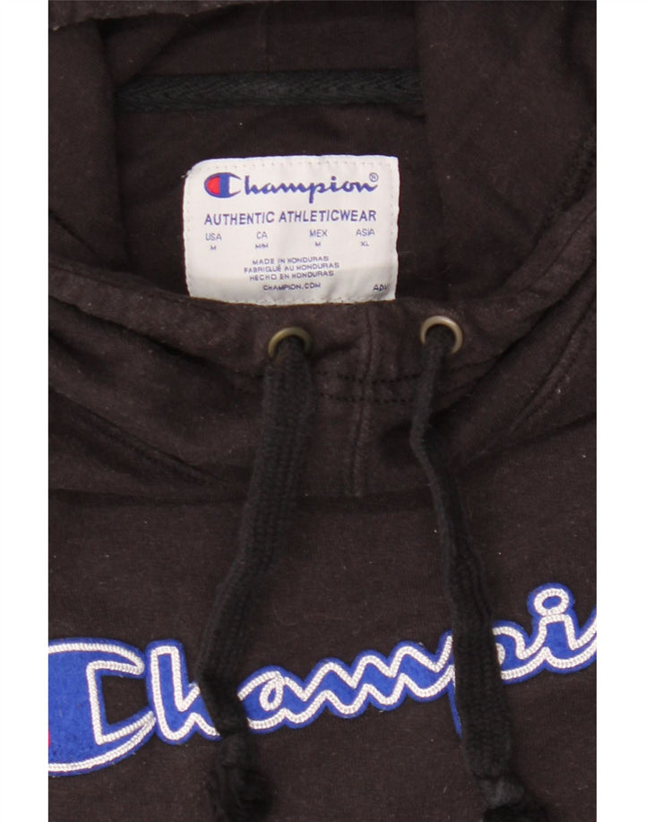 CHAMPION Womens Graphic Hoodie Jumper UK 14 Medium Black Vintage Champion and Second-Hand Champion from Messina Hembry 
