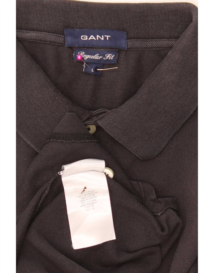 Cămașă polo Gant pentru bărbați, bumbac negru mare