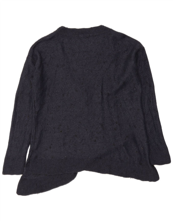 Pulover pentru femeie Zara supradimensionat cu decolteu în V UK 14 Medium bleumarin pătat