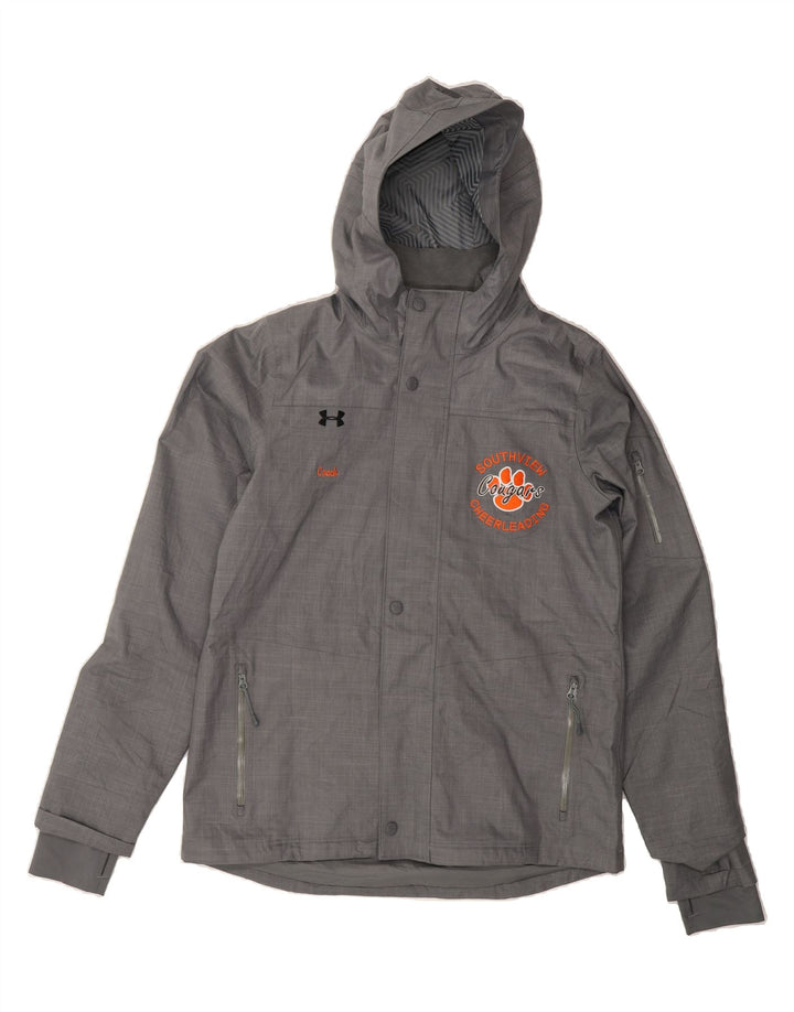 UNDER ARMOUR Mens Cougars Hooded Windbreaker Jacket UK 36 Small Grey Vintage Under Armour and Second-Hand Under Armour from Messina Hembry 