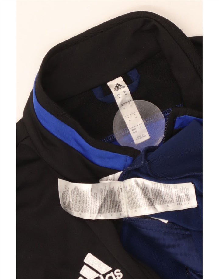 Jachetă de trening pentru bărbați Adidas, albastru mediu, poliester bloc de culoare