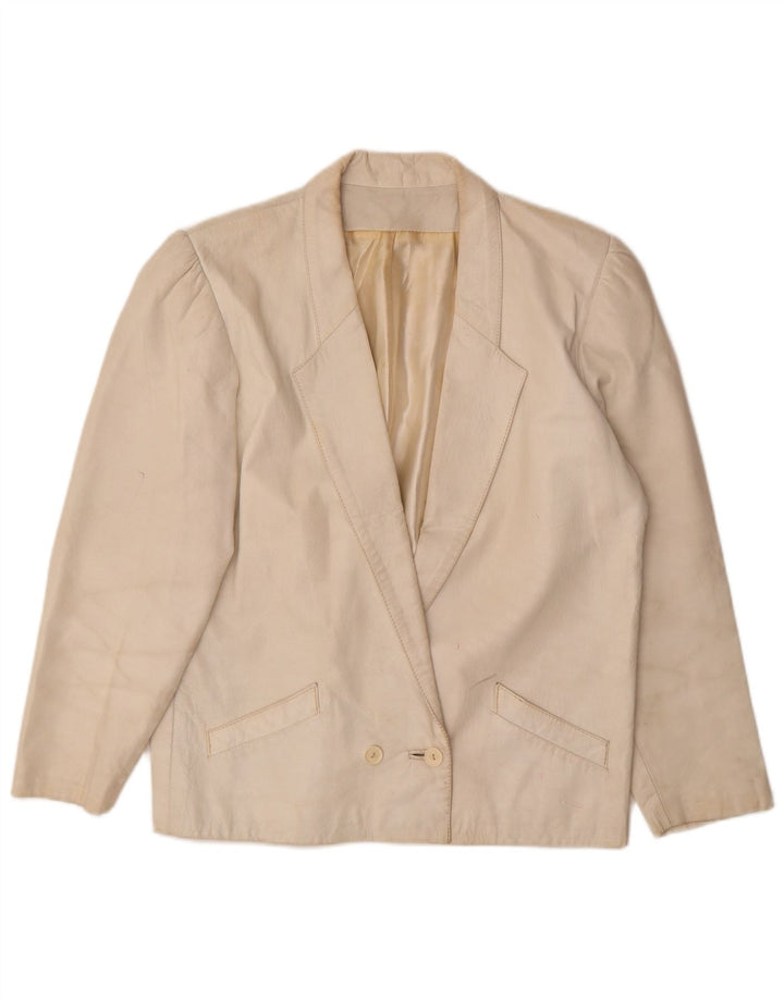 Set de fuste din piele vintage pentru femei din 2 piese UK 12 Medium W26 Off White