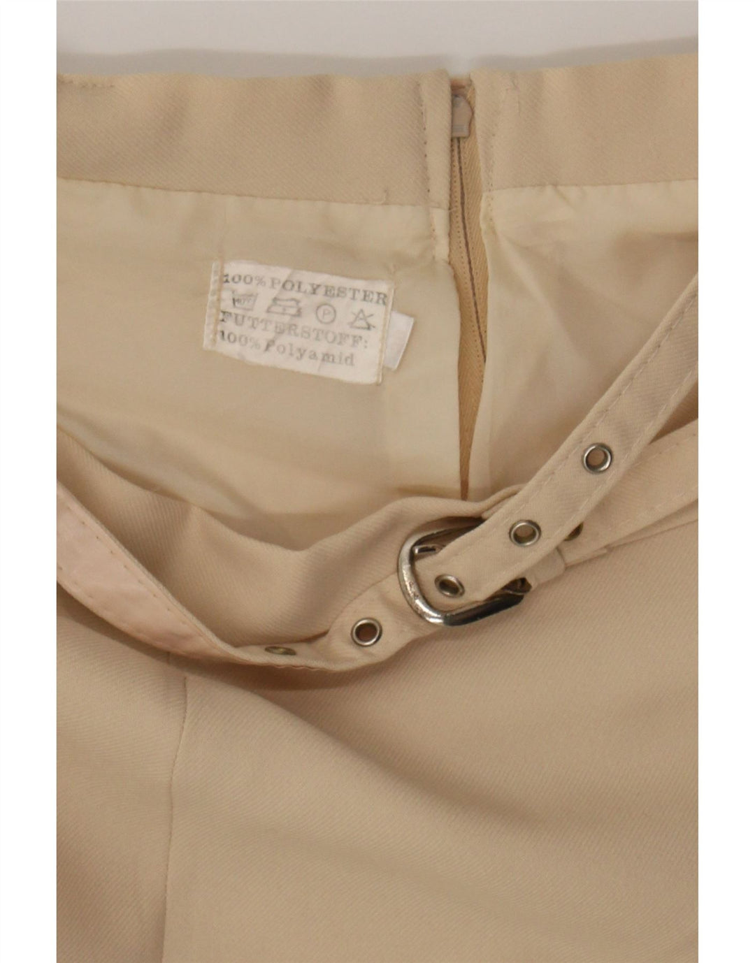 VINTAGE Womens A-Line Skirt W24 XS Beige Polyester Vintage Vintage and Second-Hand Vintage from Messina Hembry 