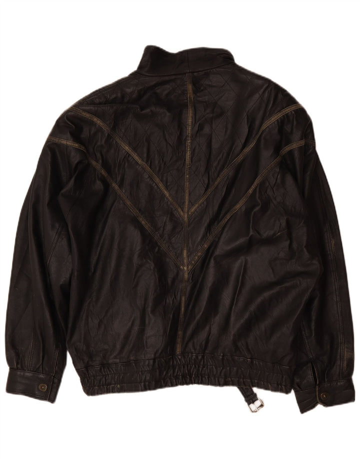 Jachetă de piele vintage pentru bărbați UK 44 2XL Negru