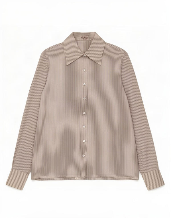 Vintage Womens Shirt IT 46 Large Off White Pinstripe Silk