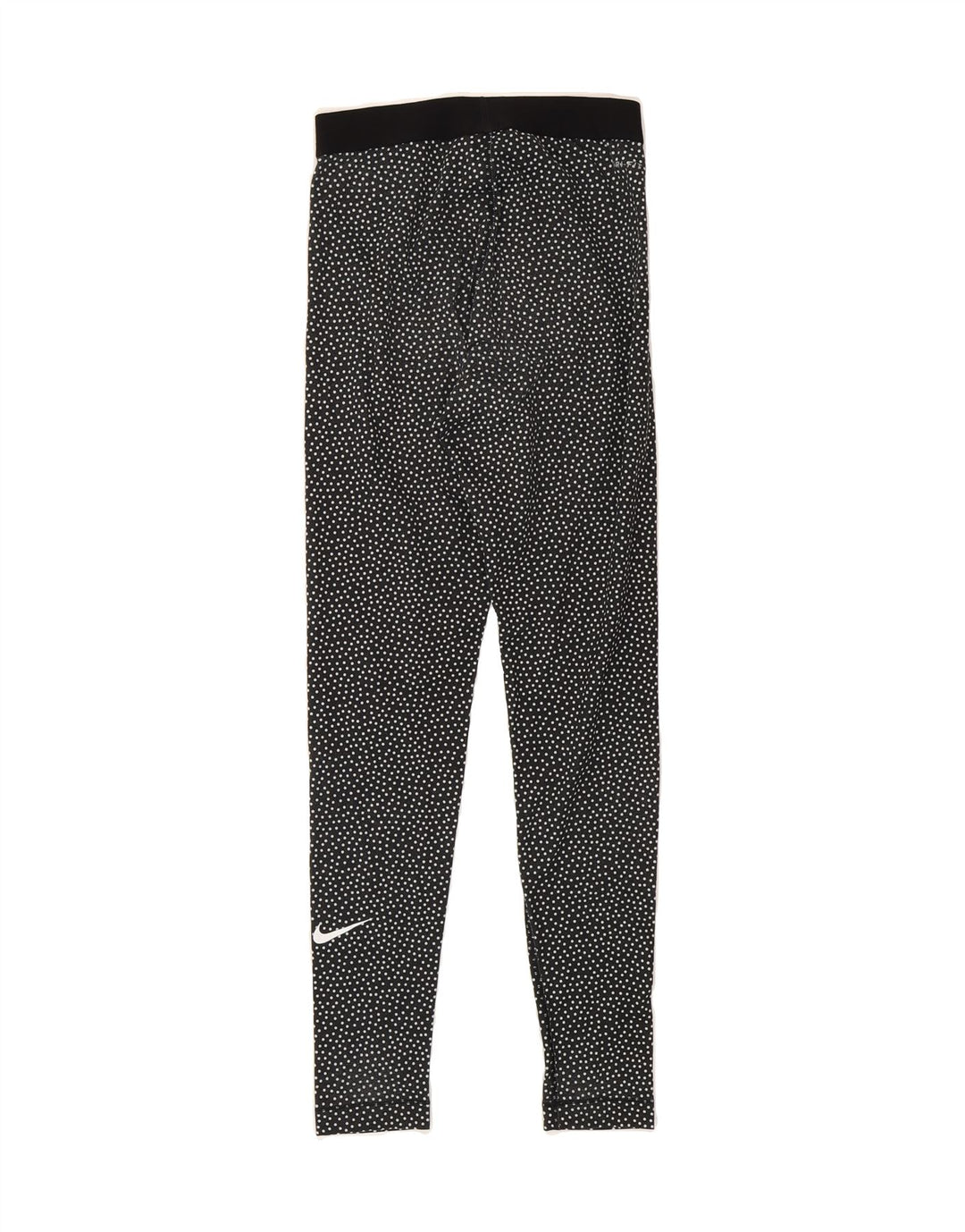 NIKE Womens Dri Fit Graphic Leggings UK 8 Small  Black Spotted Polyester Vintage Nike and Second-Hand Nike from Messina Hembry 
