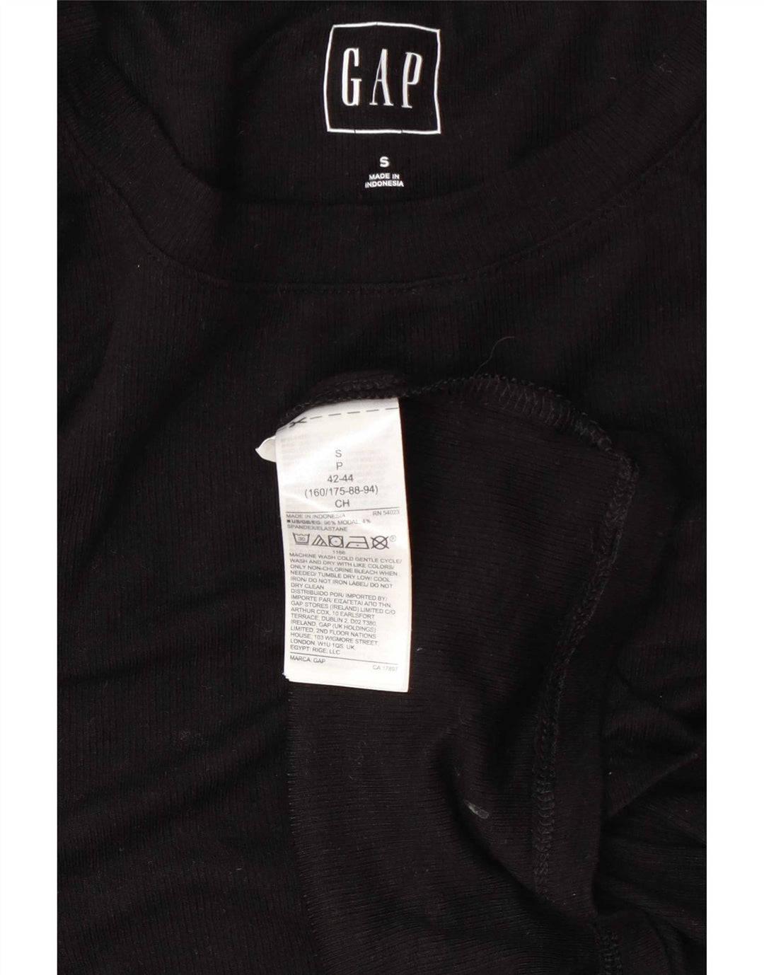 Top pentru femei Gap cu mânecă lungă UK 10 Small Black Modal