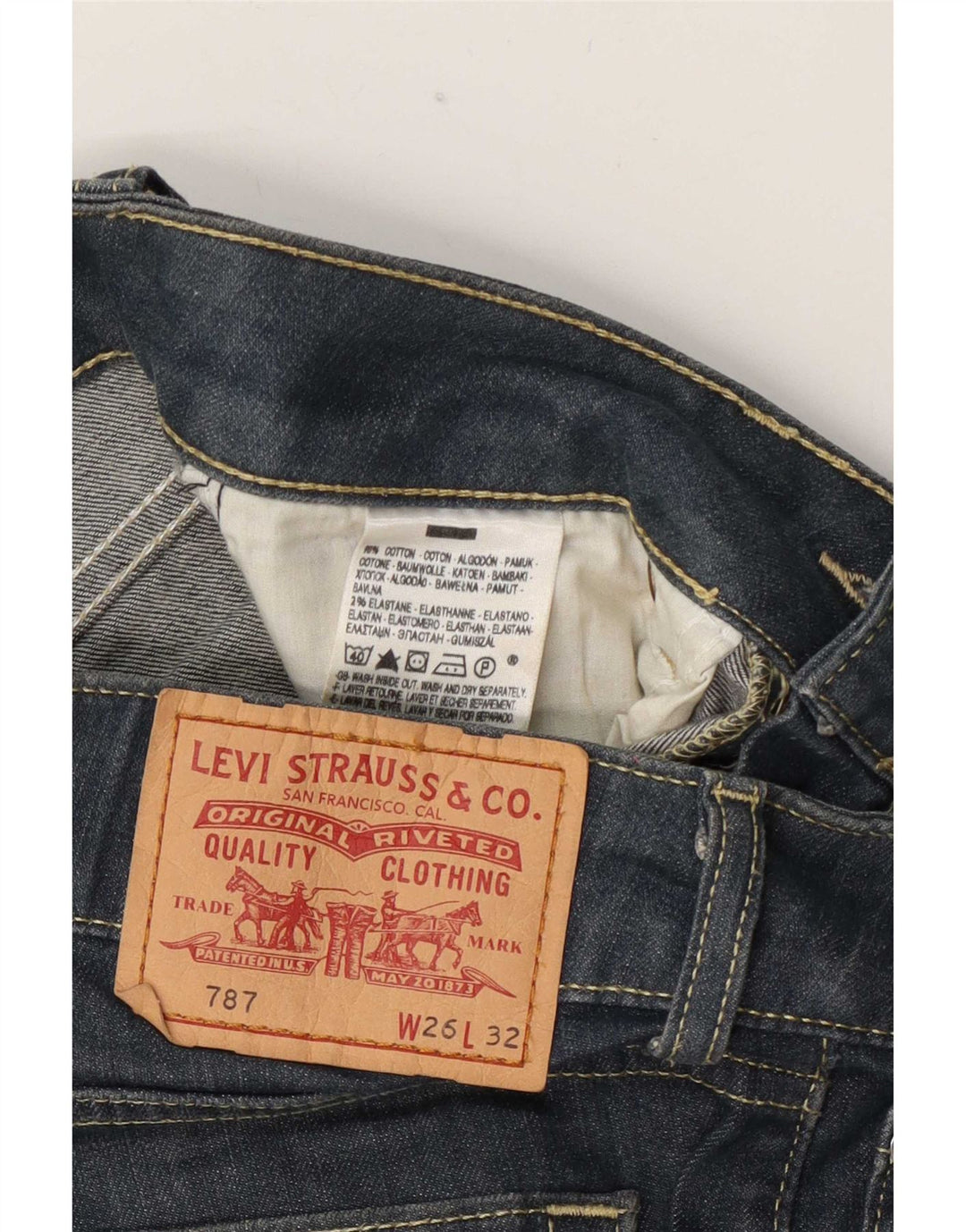 Blugi drepti pentru femei Levi's W26 L32 Bumbac bleumarin