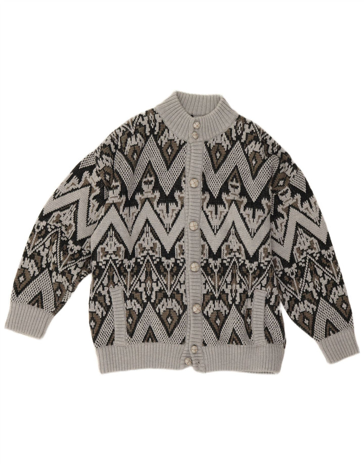 Pulover cardigan pentru bărbați LINEA, mare, gri geometric, acrilic
