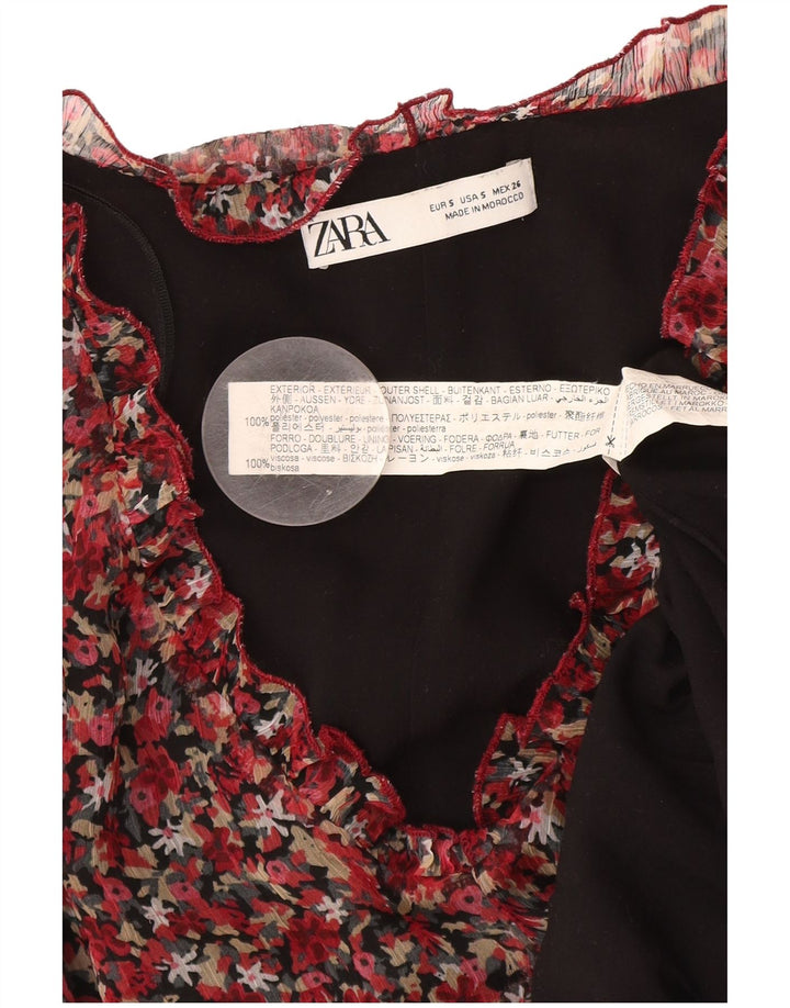 Rochie schimbătoare cu mânecă lungă pentru femei Zara UK 10 Poliester floral roșu mic