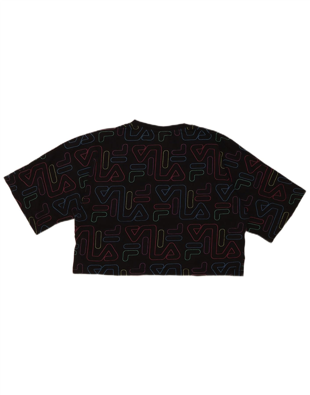 Tricou cu grafic crop FILA pentru fete Top 15-16 ani bumbac negru