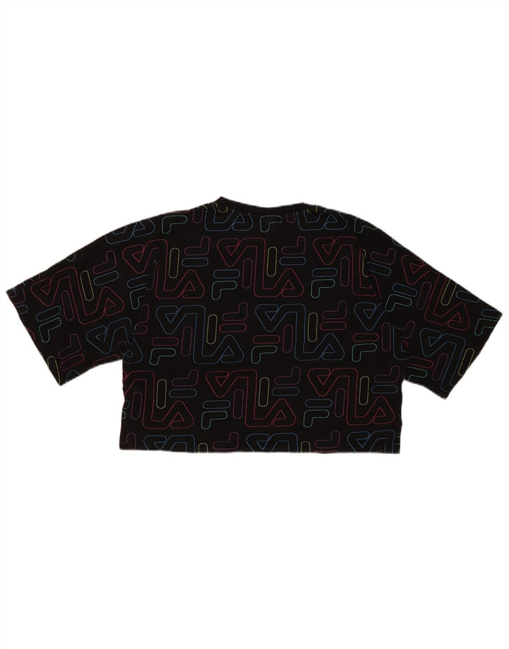 Tricou cu grafic crop FILA pentru fete Top 15-16 ani bumbac negru