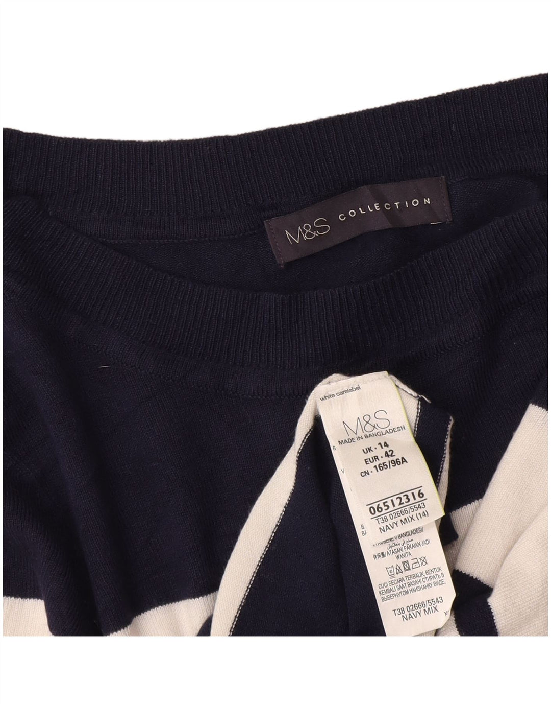 Pulover pentru femei Marks & Spencer cu decolteu triplu UK 14 Medium Bleumarin