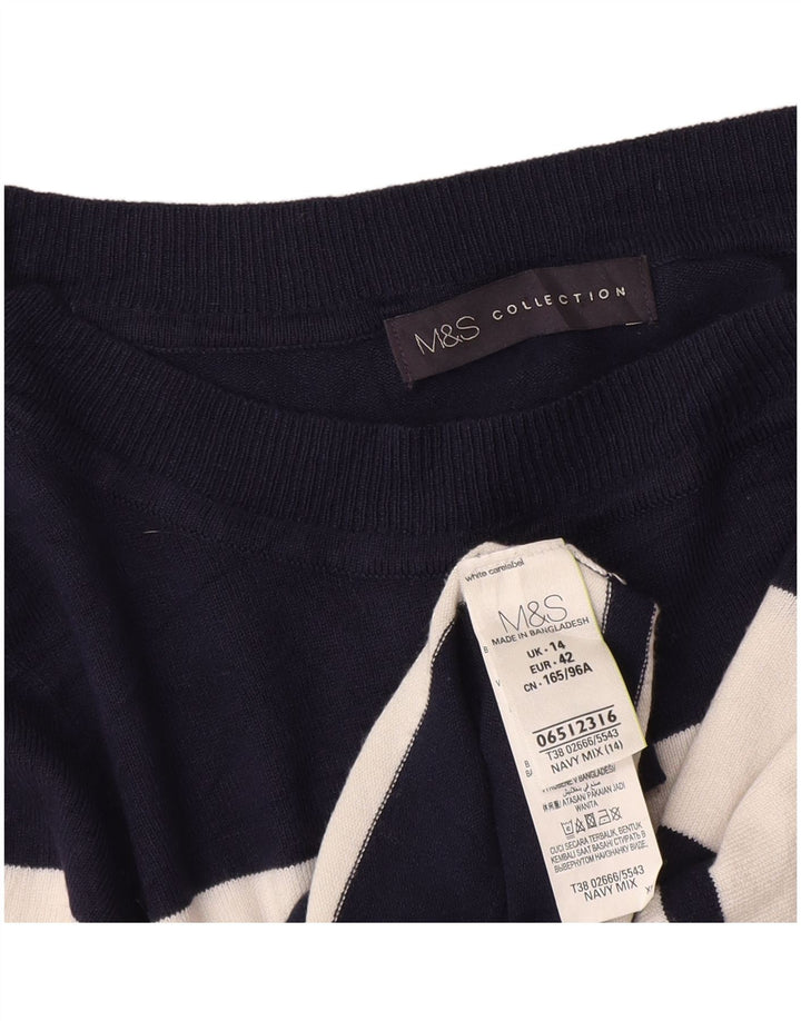 Pulover pentru femei Marks & Spencer cu decolteu triplu UK 14 Medium Bleumarin