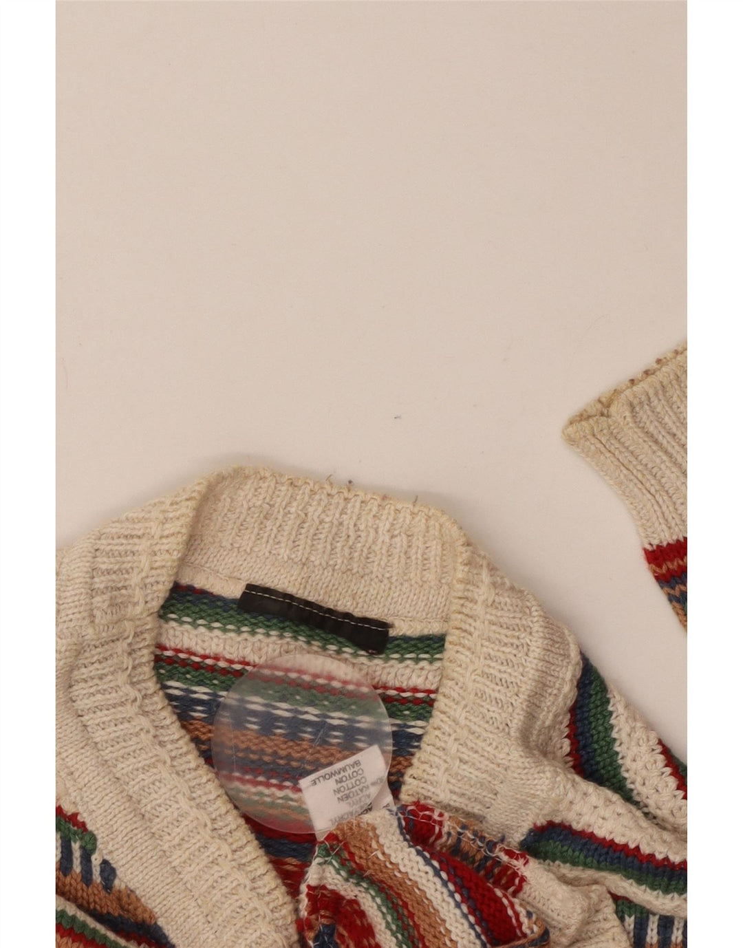 Pulover VINTAGE pentru bărbați cu gâtul turnat, mediu, multicolor, cu dungi acrilice