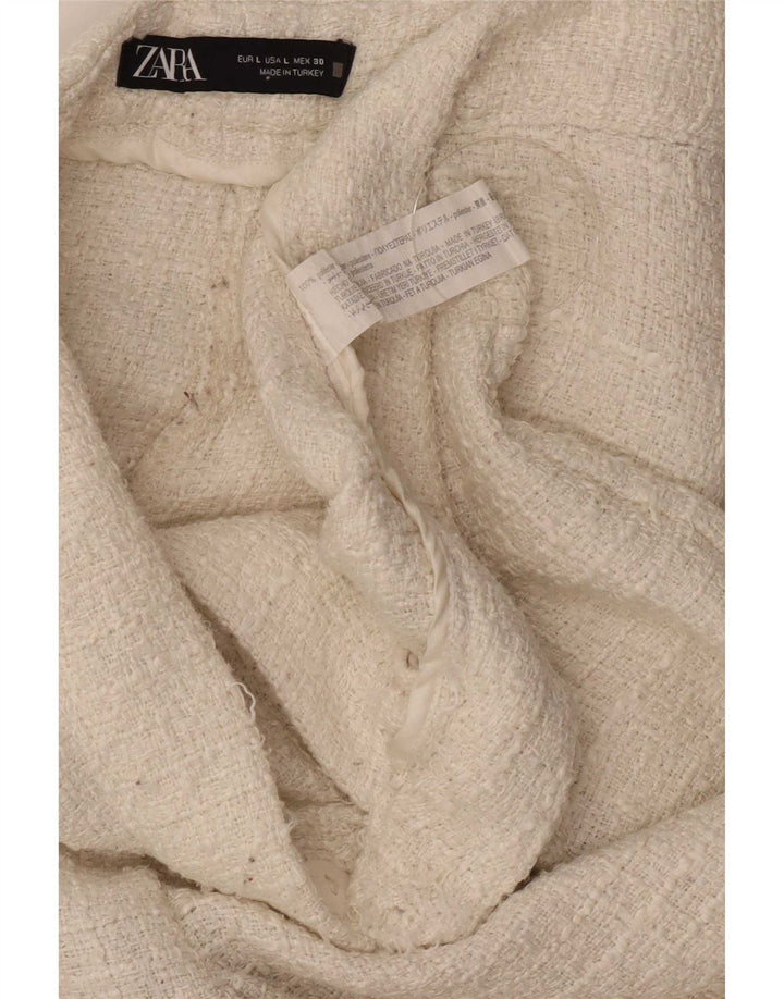 Pantaloni Drepți Casual Zara Femei L30 L31 Alb Poliester