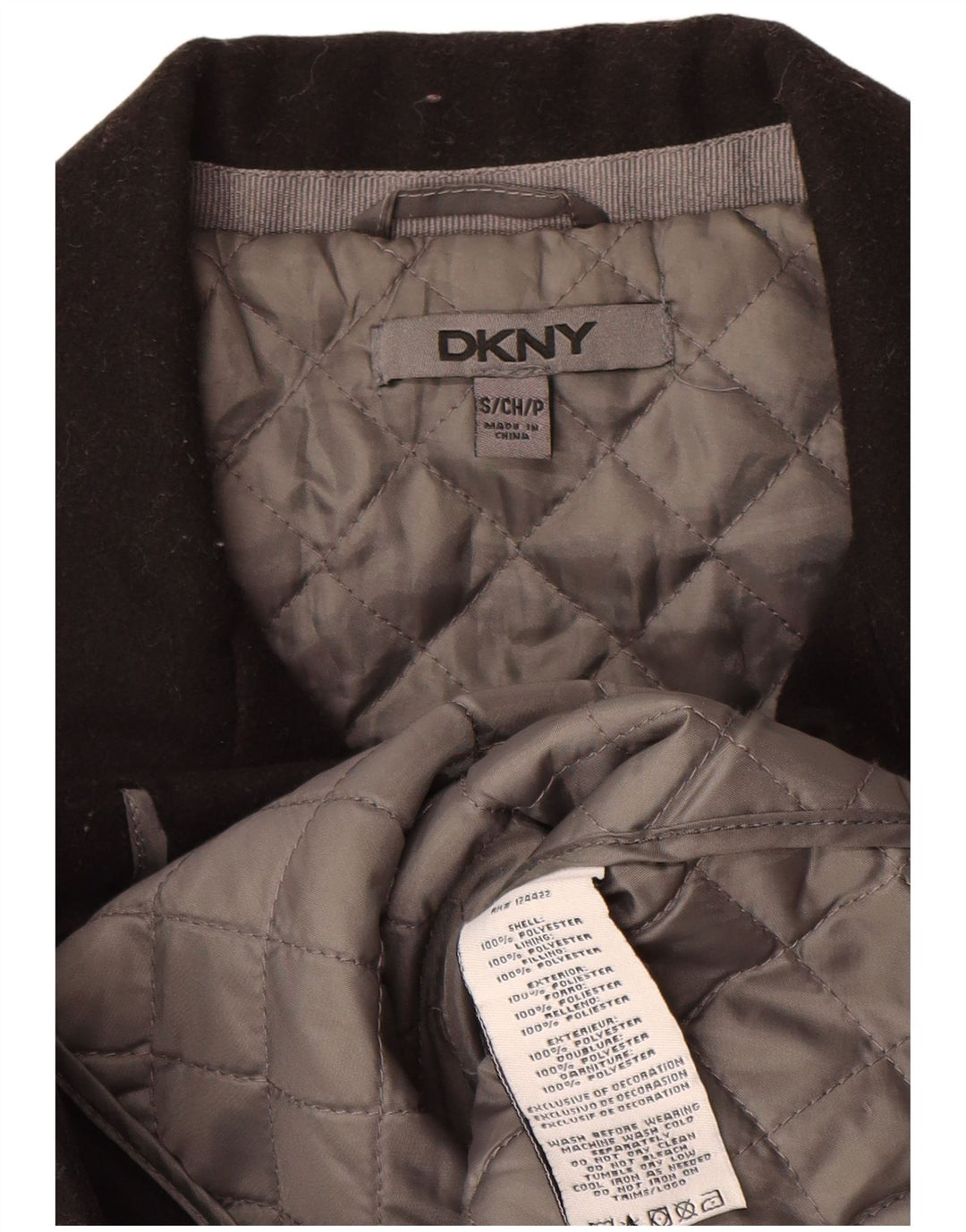 Palton pentru femei Dkny UK 10, mic, negru, poliester color bloc