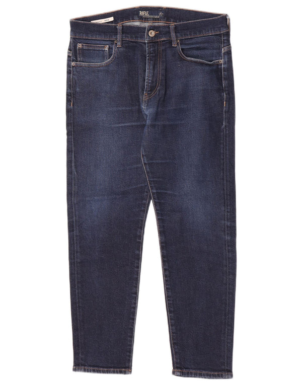 Rifle, Rick Crop, blugi conici cu talie înaltă, pentru femei, L32 L26, bumbac bleumarin