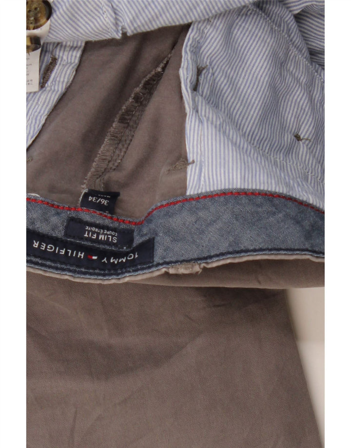 TOMMY HILFIGER Pantaloni chino slim pentru bărbați W36 L31 bumbac gri