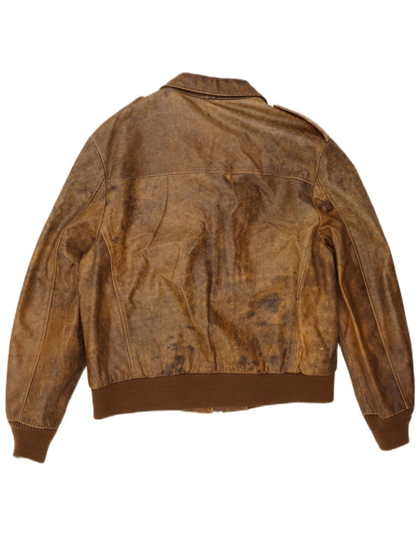 Jachetă militară din piele vintage pentru bărbați IT 44 XS maro