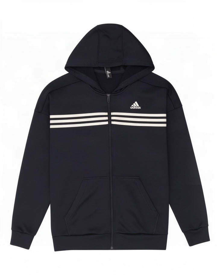 Pulover Adidas pentru bărbați, cu fermoar, poliester, albastru, mediu