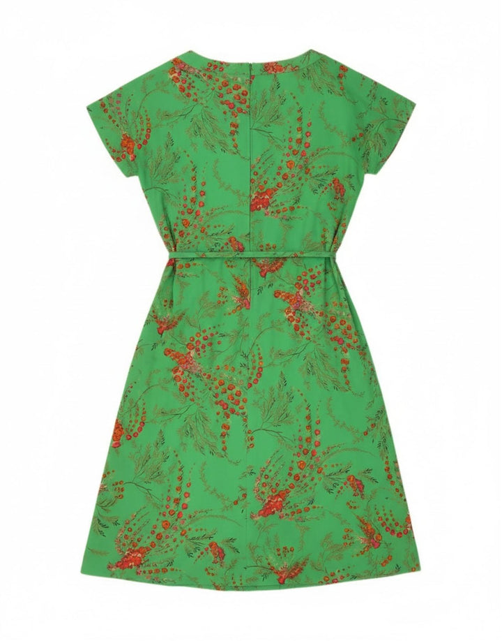 Rochie vintage pentru femei, în formă de A, EU 40, verde mediu, poliester floral