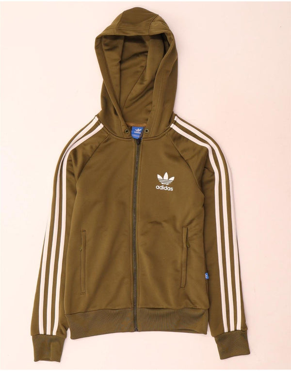 Pulover Adidas pentru femei, cu fermoar, UK 6 XS Kaki Poliester