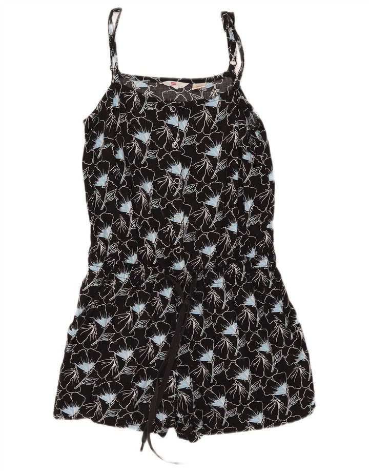 Combi fără mâneci Levi's pentru femei UK 10 Small Black Floral Viscose