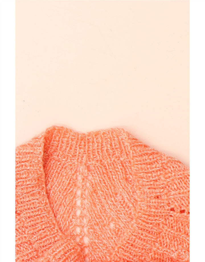 VINTAGE Pulover pentru femei cu gâtul cu barca UK 14 Chevron portocaliu mare