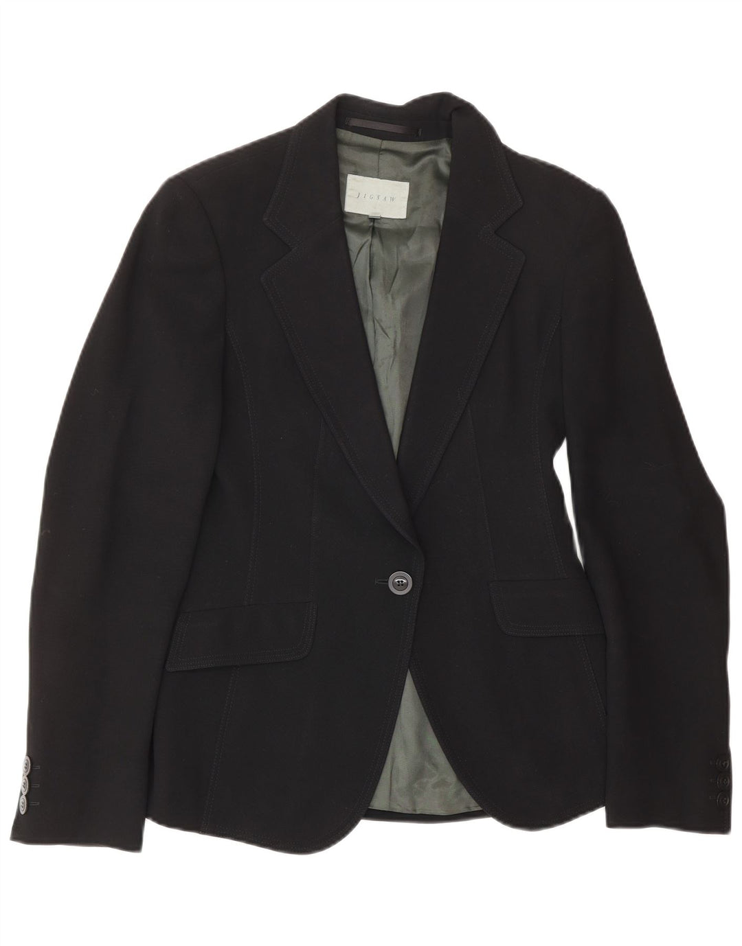 Jachetă Blazer pentru femei Jigsaw 1 Button UK 8 Mic Negru Lână Clasic