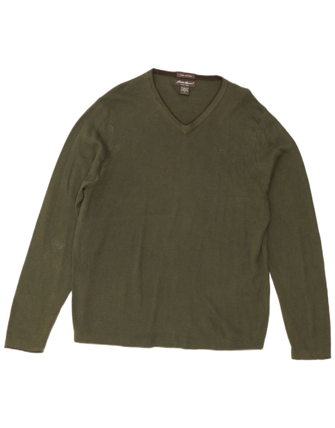 Pulover cu decolteu în V Eddie Bauer pentru bărbați, bumbac kaki mediu