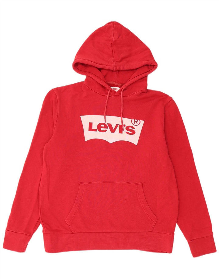 Pulover Levi's pentru bărbați cu capota, roșu mediu, bumbac