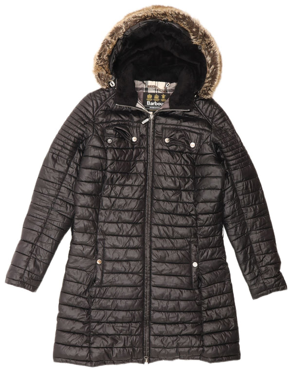 Pleton capitonat supradimensionat pentru femei cu glugă Barbour UK 10 Poliester negru mic