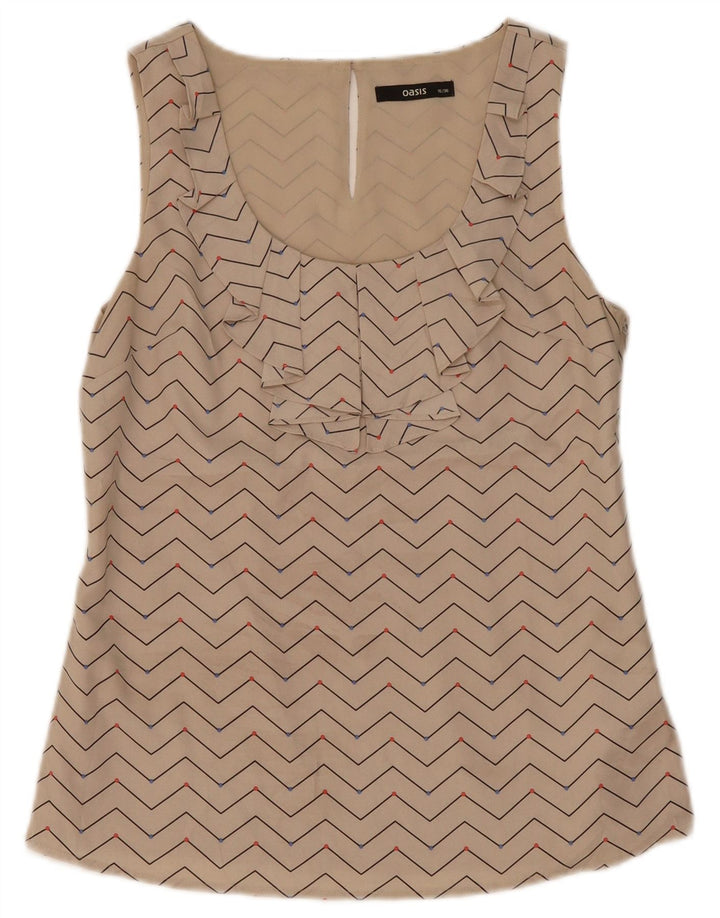 Bluză fără mâneci pentru femei Oasis UK 10 Small Beige Geometric