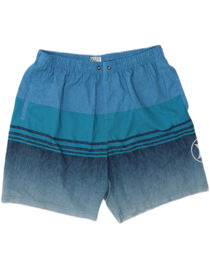 HURLEY Mens Graphic Swimming Shorts XL  Blue Striped Polyester Vintage Hurley and Second-Hand Hurley from Messina Hembry 