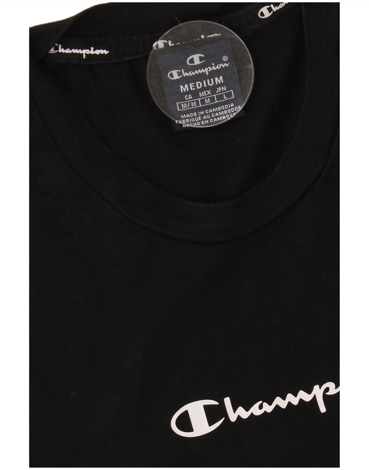 CHAMPION Mens Graphic T-Shirt Top Medium Black Cotton