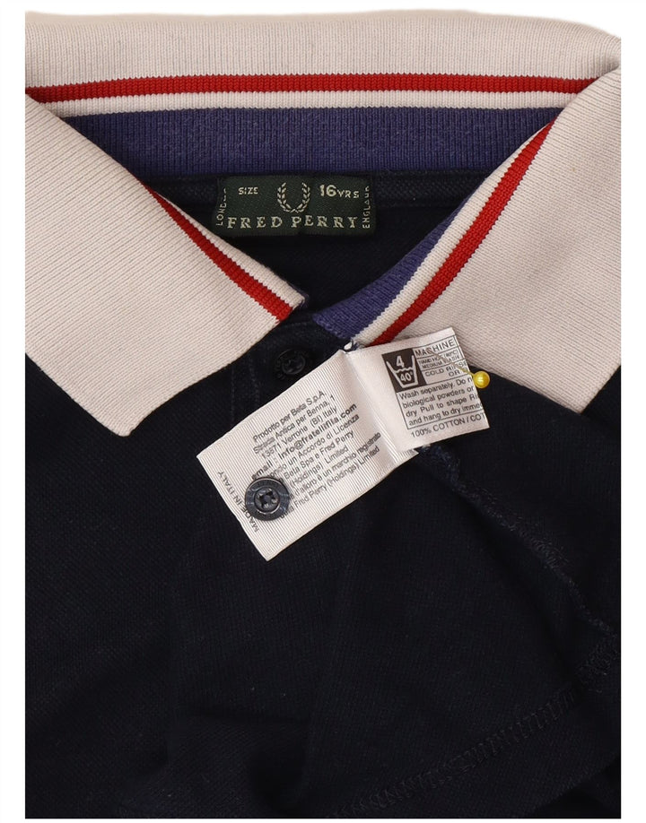 Cămașă polo Fred Perry pentru băieți 15-16 ani, bumbac bleumarin