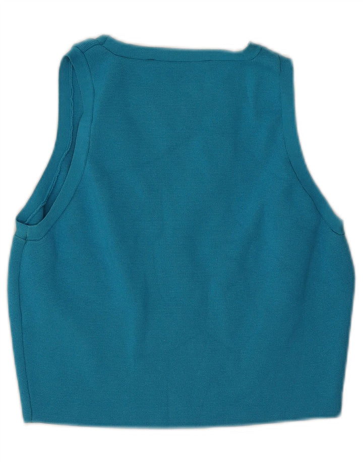 Top cu vestă pentru femei Zara UK 14, mare, albastru, viscoză