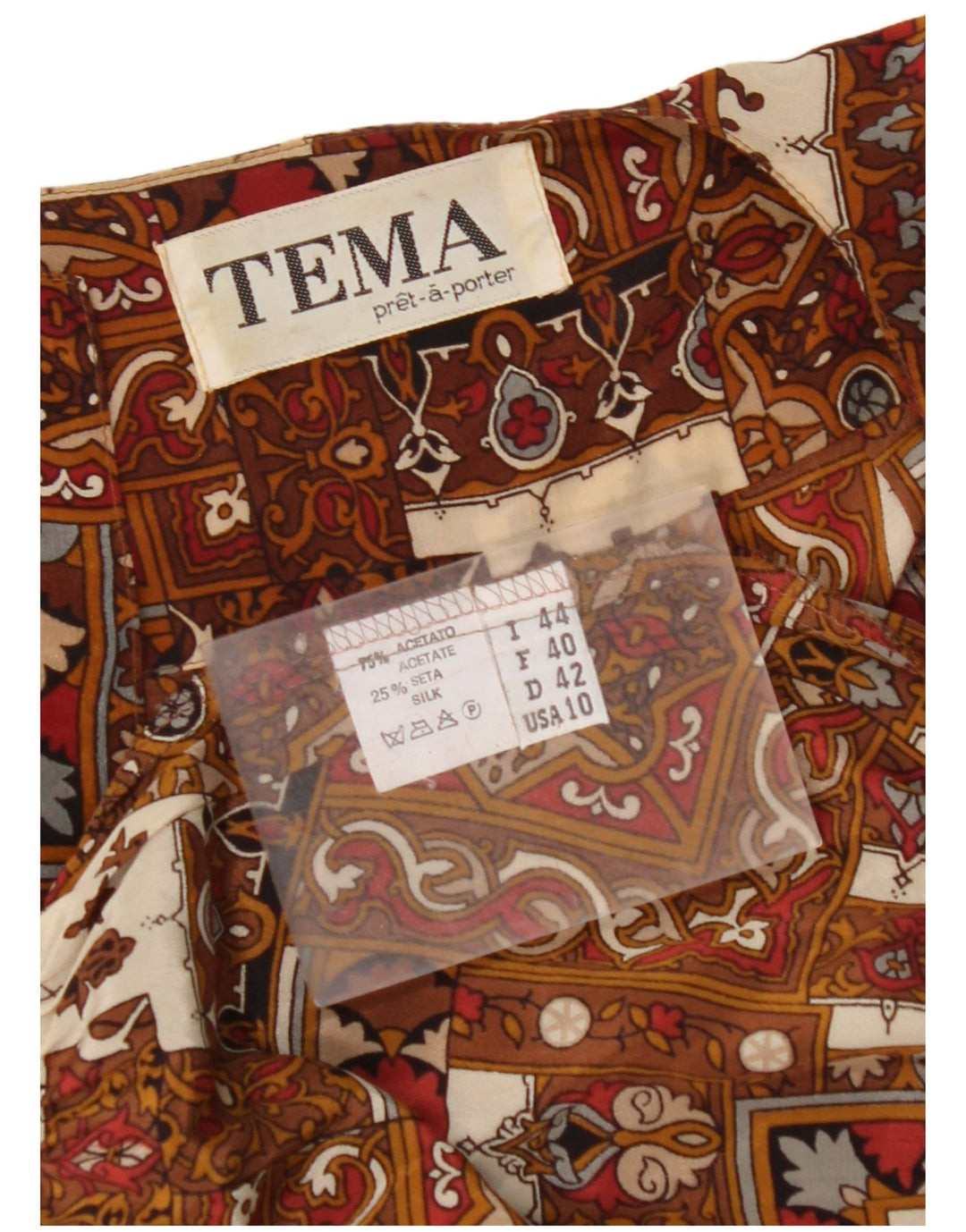 Bluză pentru femei VINTAGE cămașă loose fit IT 44 Medium Brown Patchwork