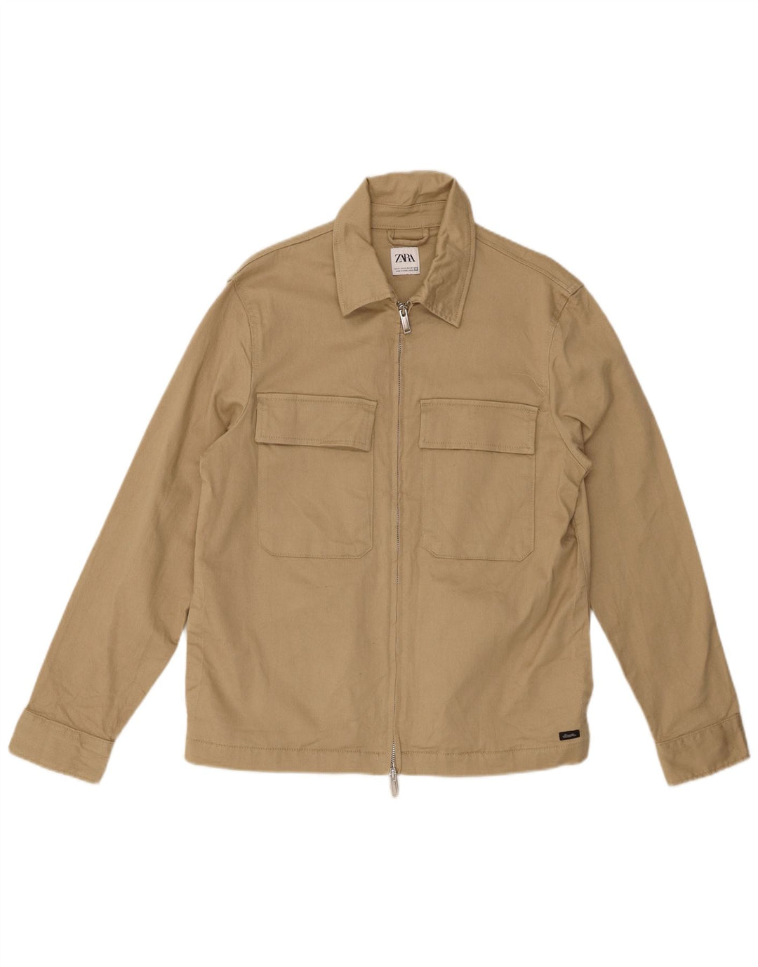 Bomber pentru bărbați ZARA UK 38, bumbac mediu, bej