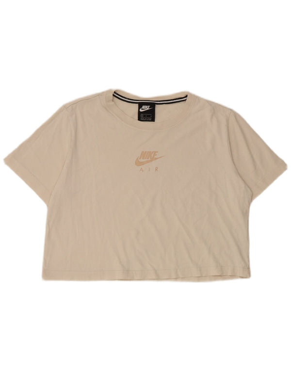Tricou crop grafic Nike pentru femei Top UK 14 Medium Beige Bumbac