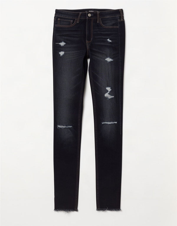 Blugi skinny distressed pentru femei Hollister US 3 XS W26 L30 bleumarin