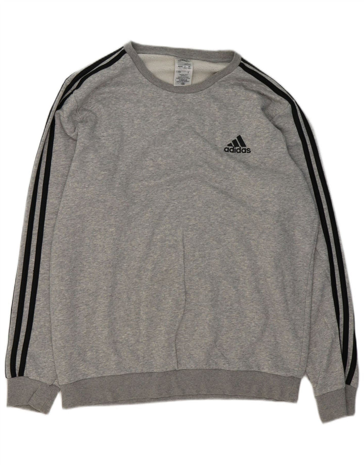 Hanorac pentru bărbați Adidas Jumper mare, gri bumbac cu pete