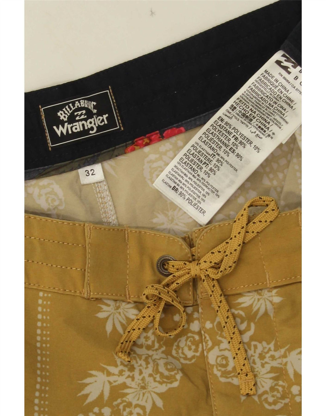 Pantaloni scurți de înot Wrangler pentru bărbați, poliester floral, galben mediu