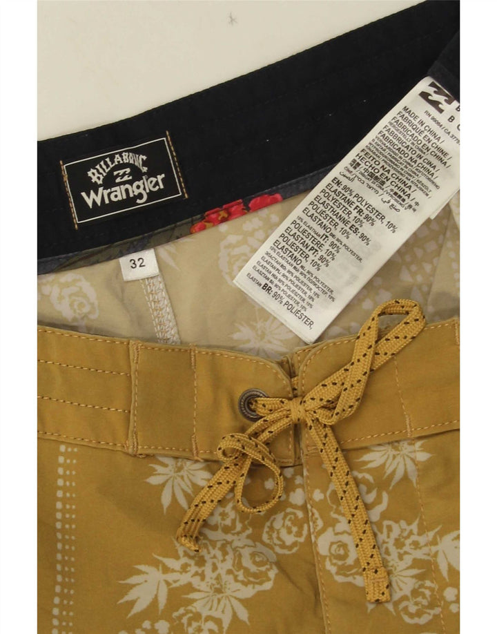 Pantaloni scurți de înot Wrangler pentru bărbați, poliester floral, galben mediu