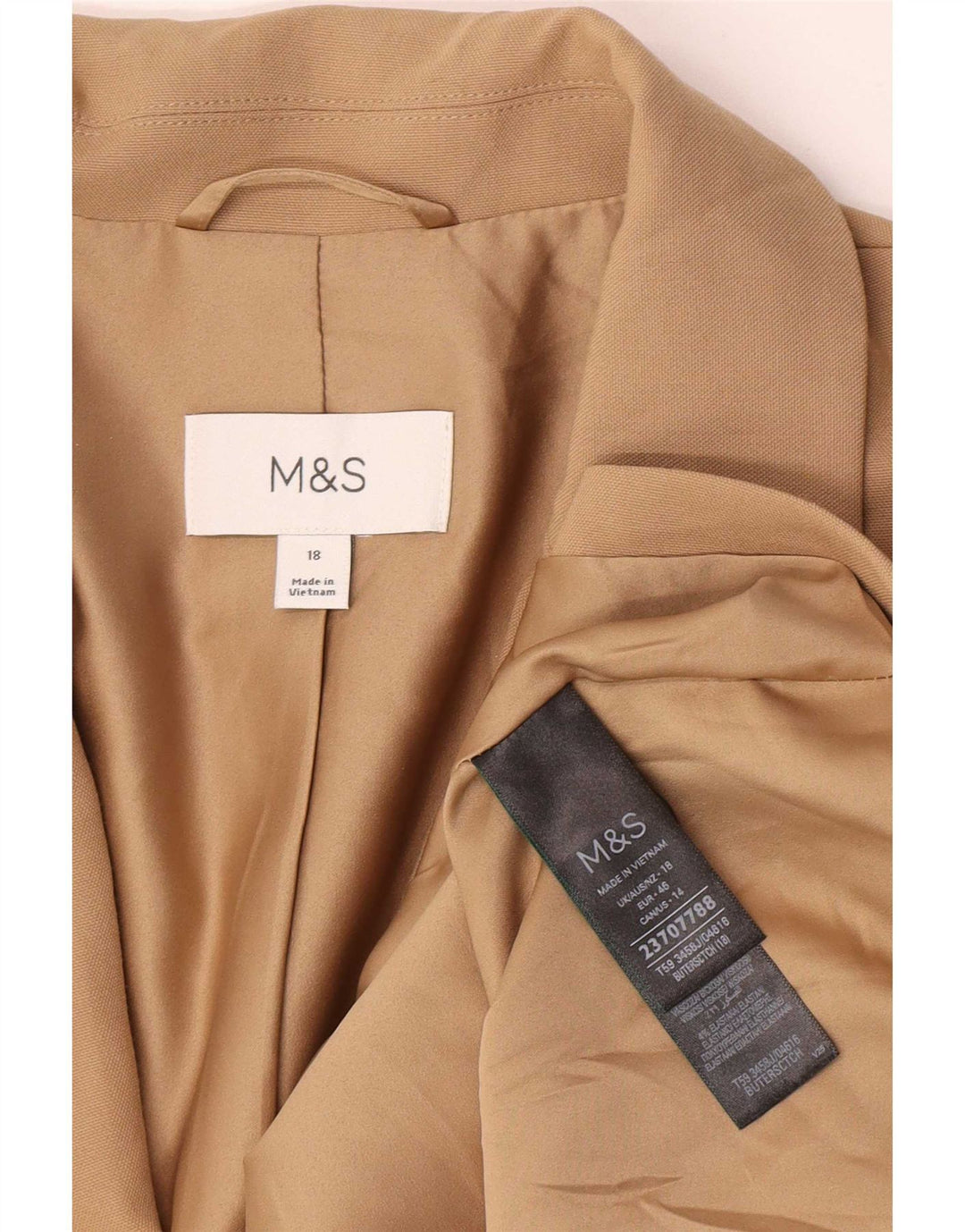 Jachetă pentru femei Marks & Spencer cu 1 nasture, UK 18 XL, poliester bej
