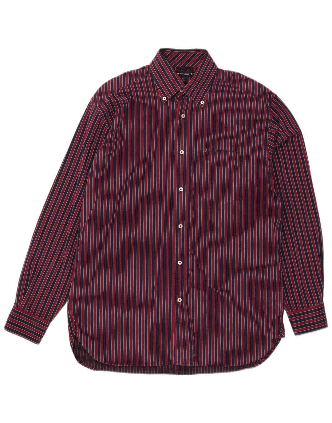 Cămașă pentru bărbați Tommy Hilfiger, bumbac cu dungi roșii mici