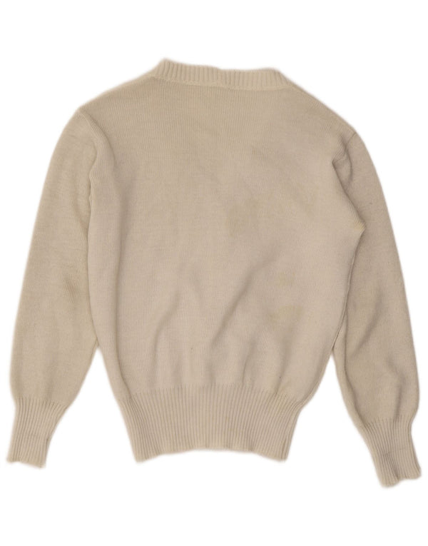 Pulover cardigan vintage pentru femei UK 12 Medium Off White